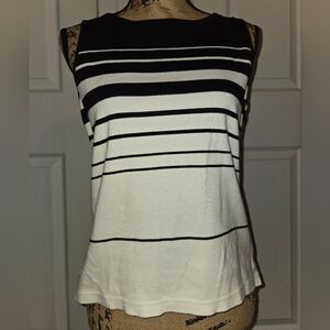 Talbots Black and White Striped Tank Top